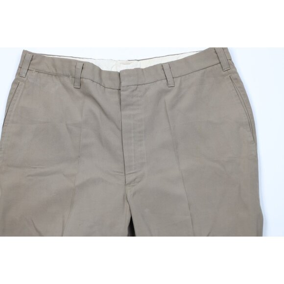 Vintage 50s 60s Streetwear Mens 34x27 Rayon Gabardine Chino Pants Trousers Beige - Picture 2 of 13